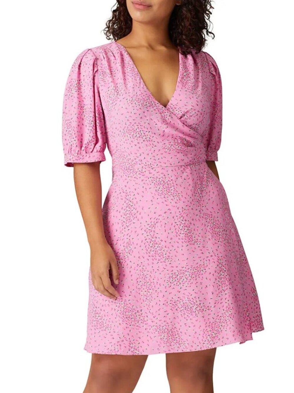 NWT Kate Spade Pink Floral Meadow Wrap Short Sleeve Mini Dress Size 14